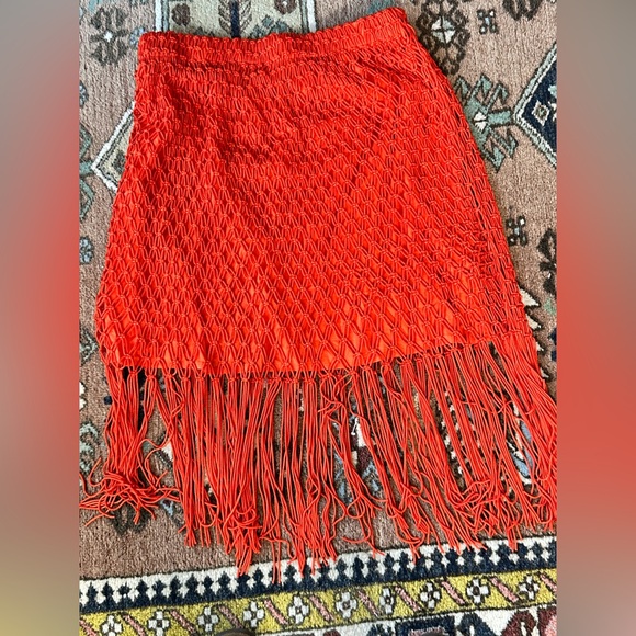 All Saints Red Fringe Skirt - Picture 1 of 1